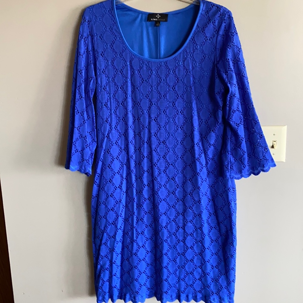 Blue Stretch Lace Dress